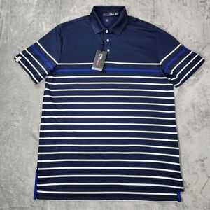 Ralph Lauren RLX Polo Shirt Mens Large Striped Golf Performance Wicking Athletic
